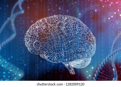 3d Illustration Grid Of Digital Brain. Concept Of Artificial Intelligence And The Limitless Possibilities Of The Mind