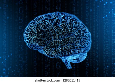 3d Illustration Grid Of Digital Brain. Concept Of Artificial Intelligence And The Limitless Possibilities Of The Mind