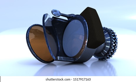 3d Illustration. Gun Reflector Sight Used In British Fighters Of Second World War