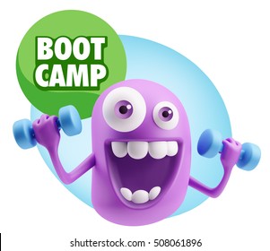 3d Illustration GYM Fitness Character Emoticon Expression
saying Bootcamp with Colorful Speech Bubble. - Powered by Shutterstock