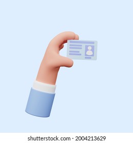 3d Illustration Of Hand Holding Id Card