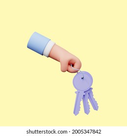 3d Illustration Of Hand Holding Key