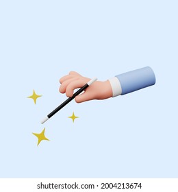 3d Illustration Of Hand Holding Magic Wand