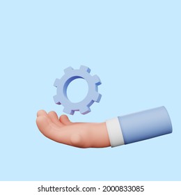 3d Illustration Of Hands With Gear Icon