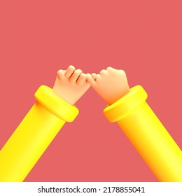 3D Illustration Hands Promise Sign. 3D Rendering. 3D Illustration.