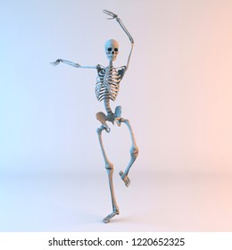 3D Illustration of Happy Dancing Skeleton