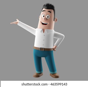 3D illustration of happy young office man isolated with no background