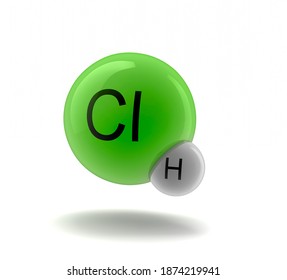 3d Illustration Of HCl  Hydrogen Chloride Molecule Model