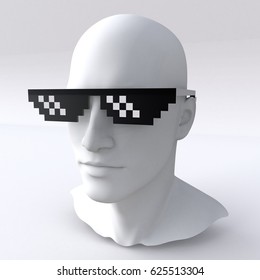 3D Illustration Of Head Wearing Thug Life Glasses