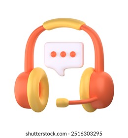 3D illustration of headset with a microphone, This icon symbolizes customer service, support, or communication in online platforms. - Powered by Shutterstock