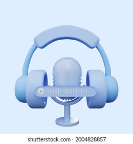 3d Illustration Of Headset With Microphone And Voice Note