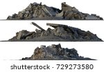 3D illustration heaps of rubble and debris isolated on white.
