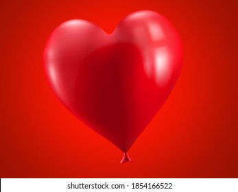 3D Illustration. Heart balloon for Valentine's Day.