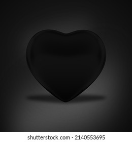 3D Illustration. Heart on black background for valentine's day and mother's day postcard.
