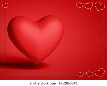 3D Illustration. Hearts on red background for valentine's day and mother's day postcard.