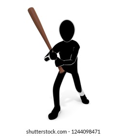 3D illustration Hold the bat and attack it