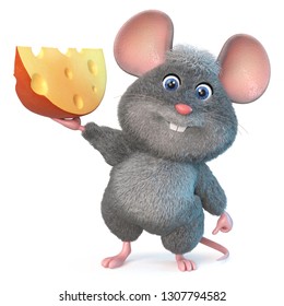 3d Illustration Home Wrecker Look Like A Rat/3d Illustration Funny Mouse With Cheese