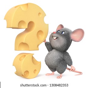 3d Illustration Home Wrecker Look Like A Rat/3d Illustration Funny Mouse With Cheese