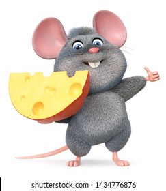 3d Illustration Home Wrecker Look Like A Rat/3d Illustration Funny Mouse With Cheese