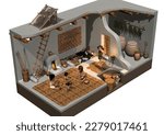 3d illustration of Çatalhöyük house