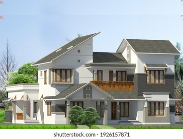 3D Illustration house design pattern design