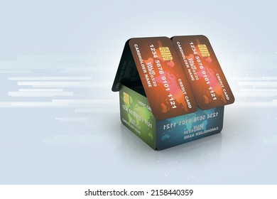 3d illustration house made of credit cards
