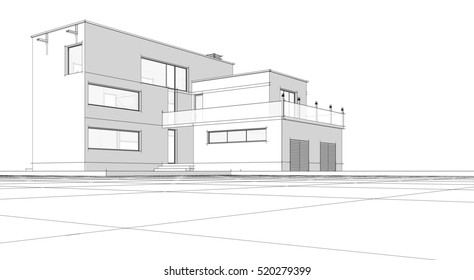 Similar Images, Stock Photos & Vectors of 3d illustration, house sketch