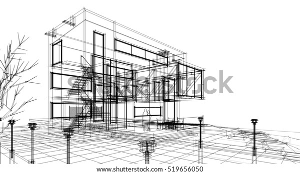 3d Illustration House Sketch Stock Illustration 519656050 | Shutterstock