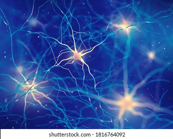 3d Illustration Of Human Brain Nerve Cells , The Neurons Transmit Information Between Different Parts Of The Brain And Between The Brain And The Rest Of The Nervous System  