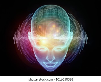 3D Illustration Of Human Head And Energy Waves On The Subject Of Powers Of The Mind