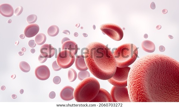 3d illustration of human
red blood cells isolated on white background, concept for medical
health care.