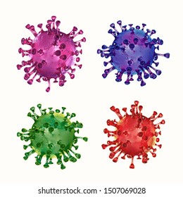 3D Illustration Of Human Virus / Bacteria Close-up, Isolated On White Background.