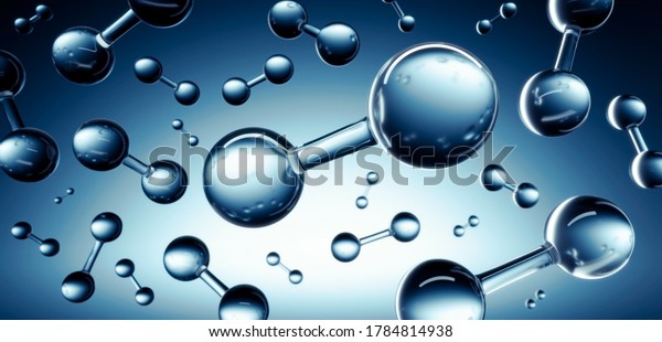 3d illustration of Hydrogen H2 molecule model -\
clean energy concept
