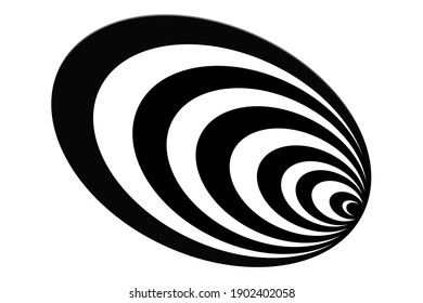 3D Illustration Of A Hypnotic Spiral Black And White Background.