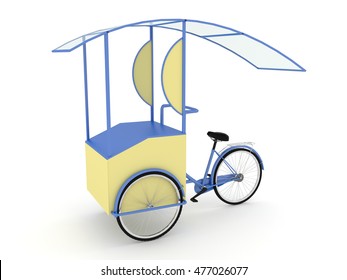 3d illustration ice cream bike isolated on white background.
