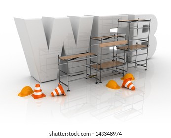 3d illustration of icon web over white background