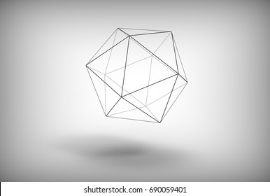 3d illustration of icosahedron isolated on white