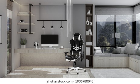 A 3D Illustration idea of a Study Room. Using wood materials, Light color scheme, less furniture, creating a comfortable atmosphere. Designed and rendered by yours truly.