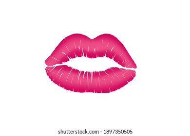 3D illustration immage of Red pink kiss shape on white background, that become from lady lip stick color that occure in love valentine festival with sexy pretty gril
