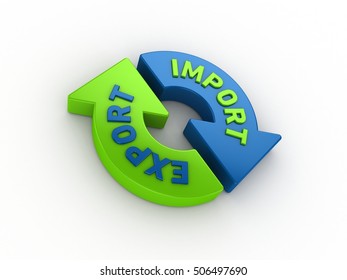 3D Illustration of Import Export Arrows Icon