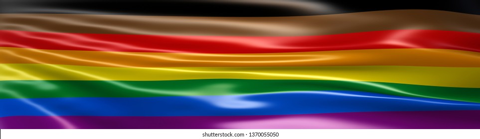 3D Illustration Of The Inclusive Rainbow Pride Flag Rendered In Large Wide Format