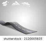 3d illustration of infinite. road with grey background. road illustration. infinity road for advertising mockup. highway isolated on grey background. road with cloud. motorways path.