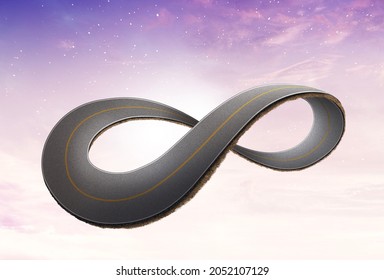 3d illustration of infinity road. Loop or infinite road design advertisement