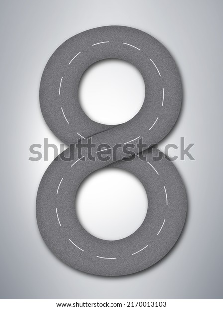 3D illustration of infinity road. realistic road\
shaped like the number eight. creative concept design. (compound\
path added)