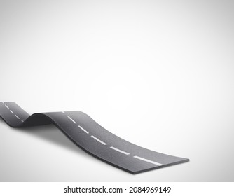 3d illustration of infinte. road with white background. road illustration. infinity road for advertising mockup. road isolated on white background.
