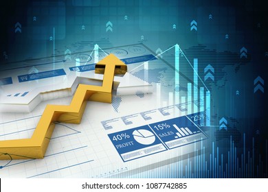 3d Illustration Inflation And Deflation Graph