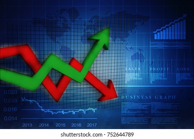 3d Illustration Inflation And Deflation Graph