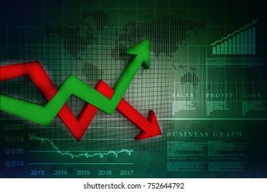 3d Illustration Inflation And Deflation Graph