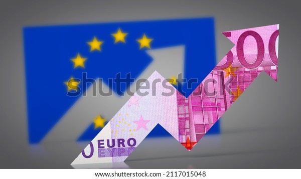 3D\
illustration, Inflation in the EU - money graph\
rises