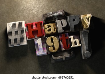 3D Illustration of Ink splattered printing wood blocks with grungy Happy 50th birthday typography. Young and trendy happy birthday title, for use on a best wishes birthday card. - Powered by Shutterstock